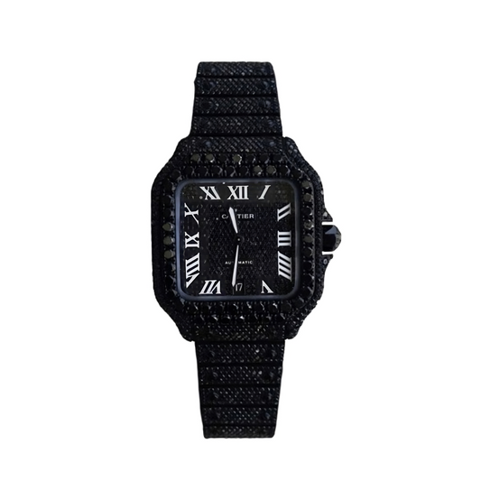 CARTIER 40MM BLACK DIAMOND WATCH