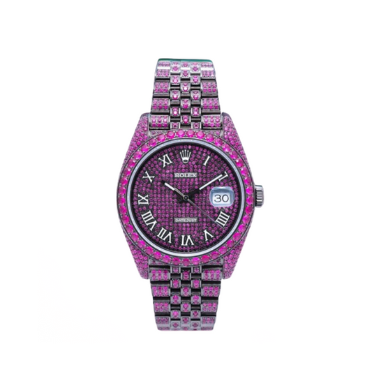 ROLEX PINK DIAMOND ICED OUT WATCH