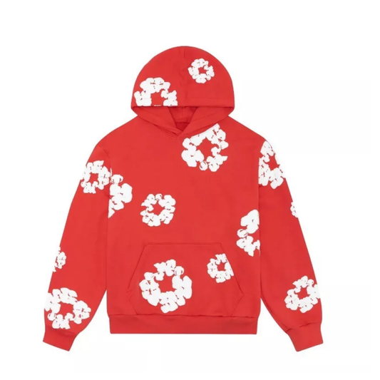 DENIM TEARS THE COTTON WREATH RED HOODIE