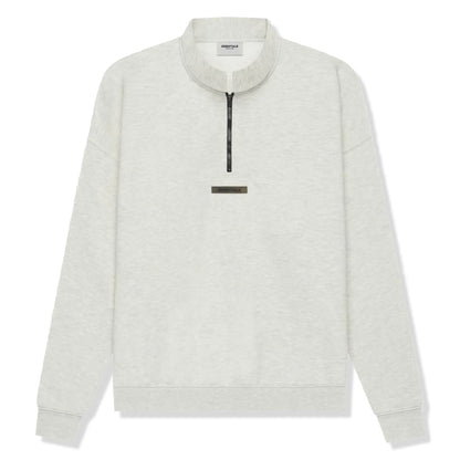 Fear Of God Essentials Light Heather Oatmeal Half-Zip Sweatshirt